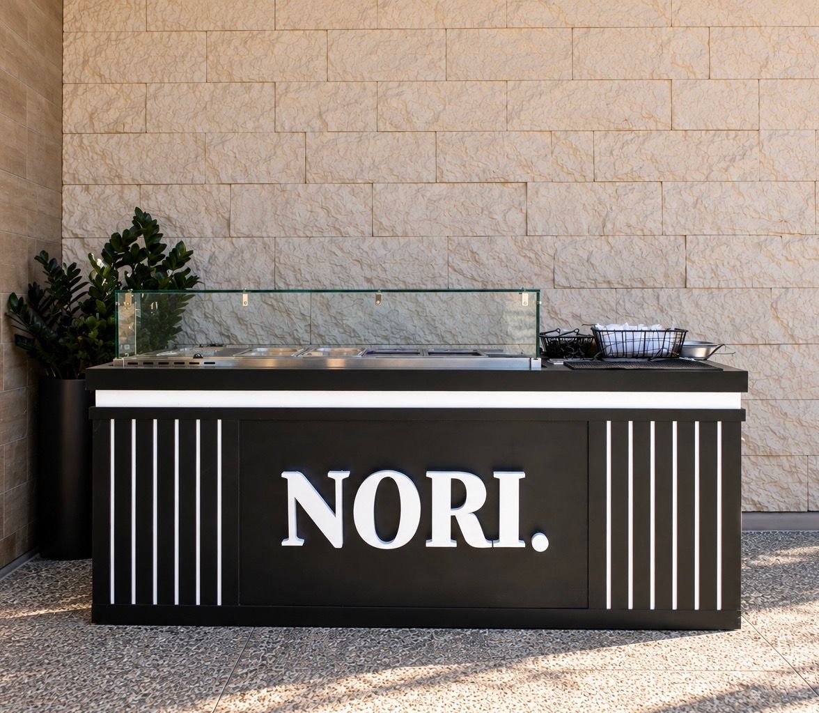 The NORI. hand roll bar station, set up and ready for service